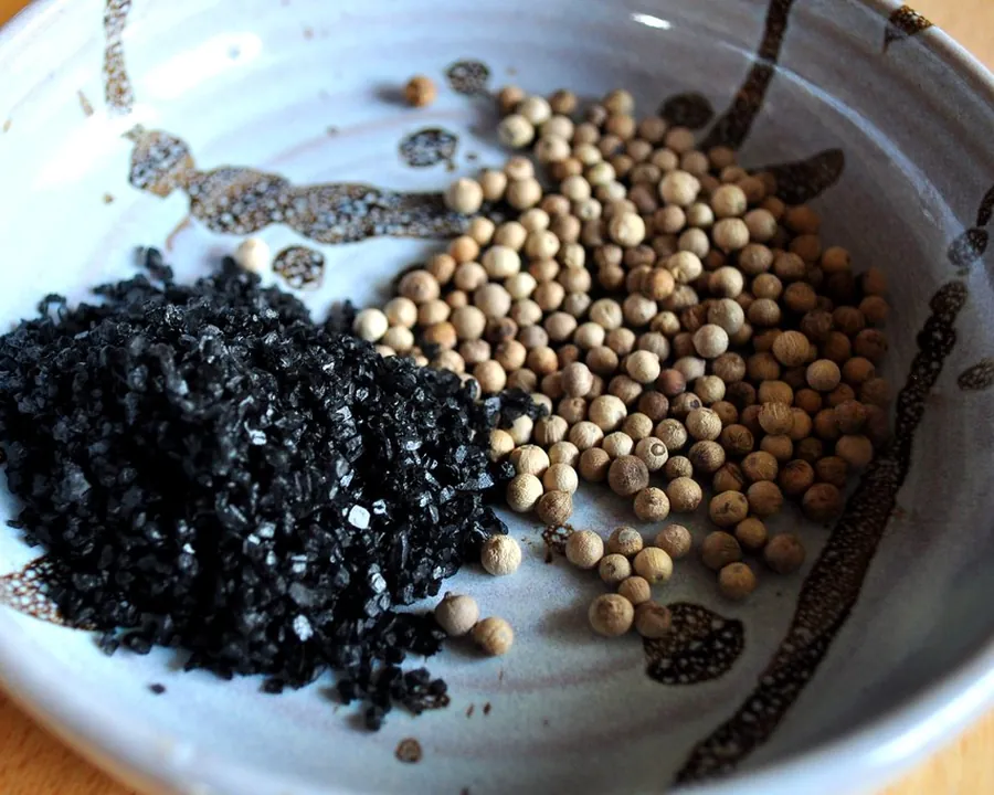 Peppercorns and salt from the imported range